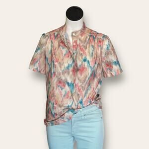 Vintage Devon Headley collar T-shirt with multicolor waves